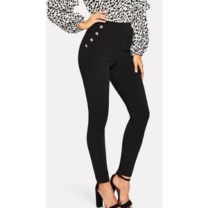 High waist trousers with button detail